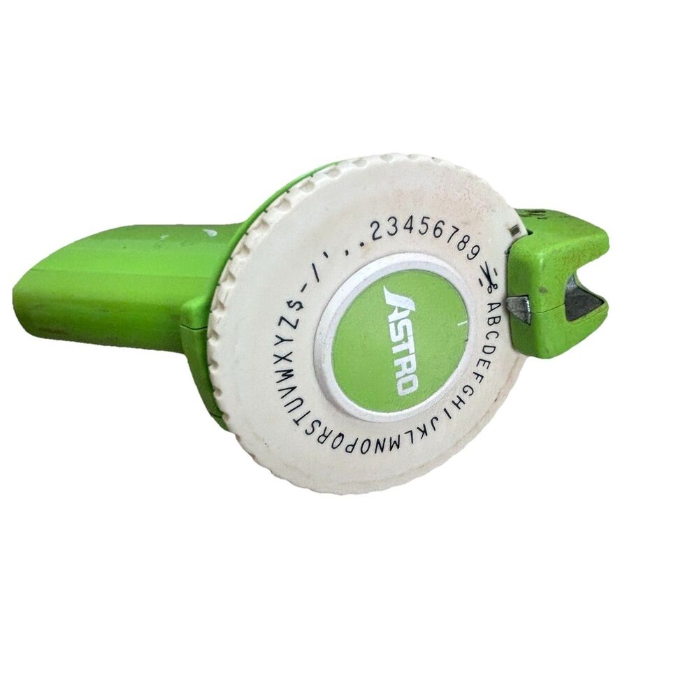 Vintage Astro Label Maker Green Handheld Manual Embossing Tool Retro Office Prop